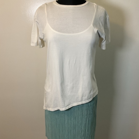 15. Zara White and Mint Green Asymmetrical Pleated Pencil Shirt Dress Size S - Picture 3 of 8